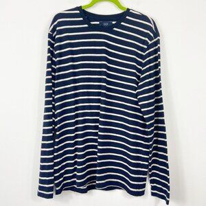 1901 Sz XL Men's Blue Striped‎ Long Sleeve Knit Lightweight Sweater